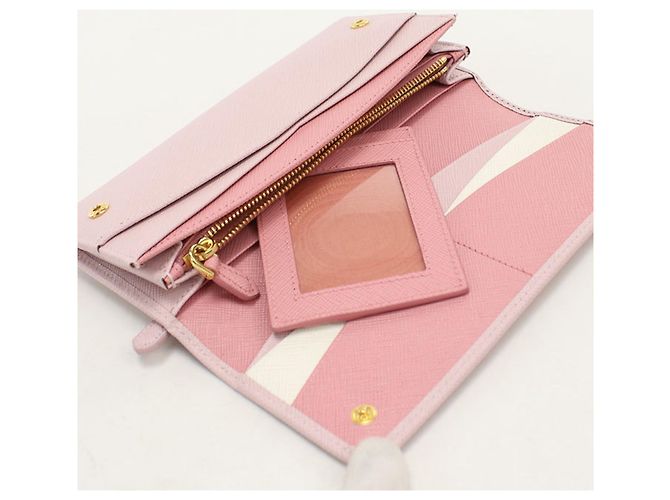 Carteira longa Prada dobrável em rosa - vista 3
