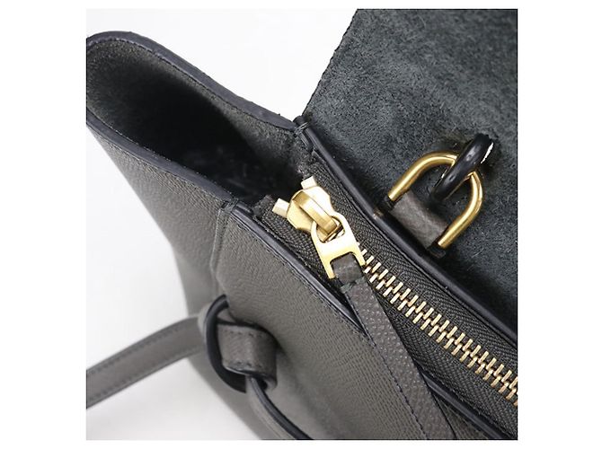 Belt Bag Sac ceinture micro Céline gris en cuir de veau - vue 4