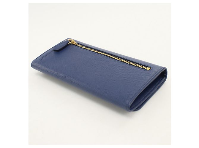 Portafoglio lungo Prada bifold in pelle di vitello Navy - vista 2