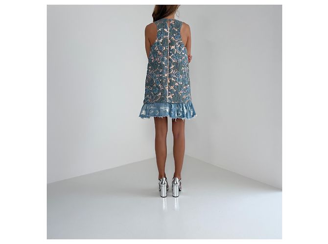 Abito Roberto Cavalli Primavera 2015 in Broccato e Denim - vista 10