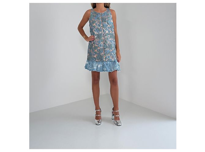 Abito Roberto Cavalli Primavera 2015 in Broccato e Denim - vista 3