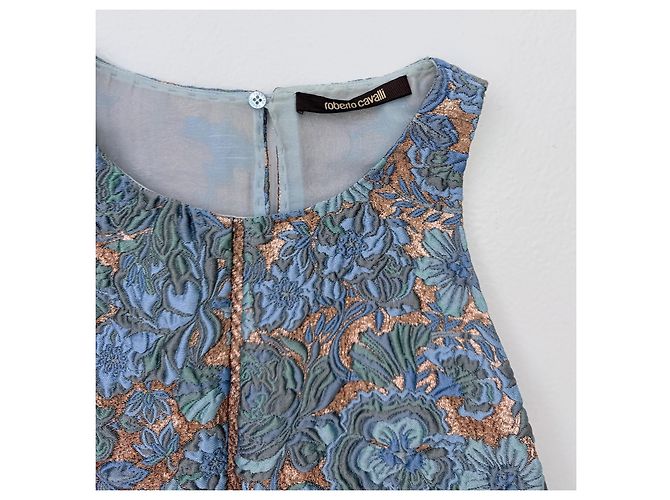 Abito Roberto Cavalli Primavera 2015 in Broccato e Denim - vista 5