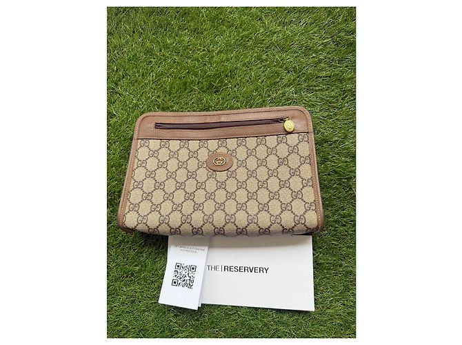 Pochette Gucci GG Supreme Monogram Marrone - vista 6