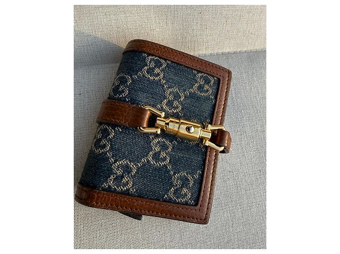 Portafoglio Gucci Jackie 1961 in denim GG e pelle - vista 10