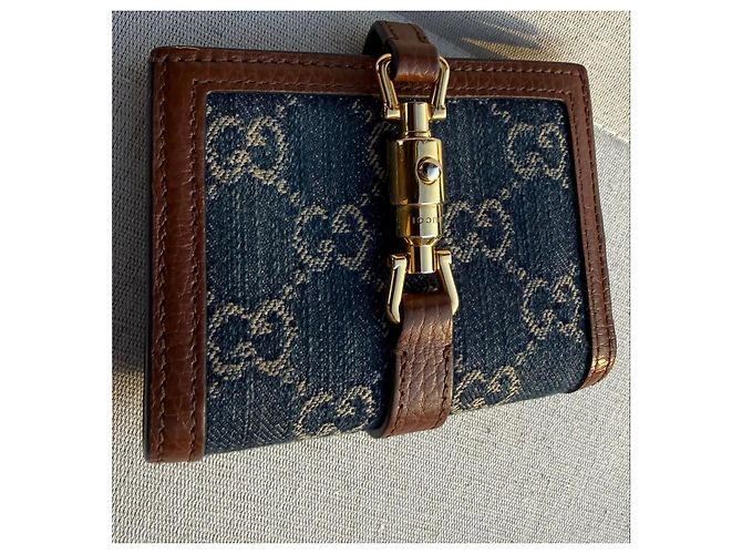 Portafoglio Gucci Jackie 1961 in denim GG e pelle - vista 13