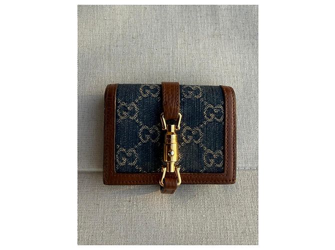 Portafoglio Gucci Jackie 1961 in denim GG e pelle - vista 2