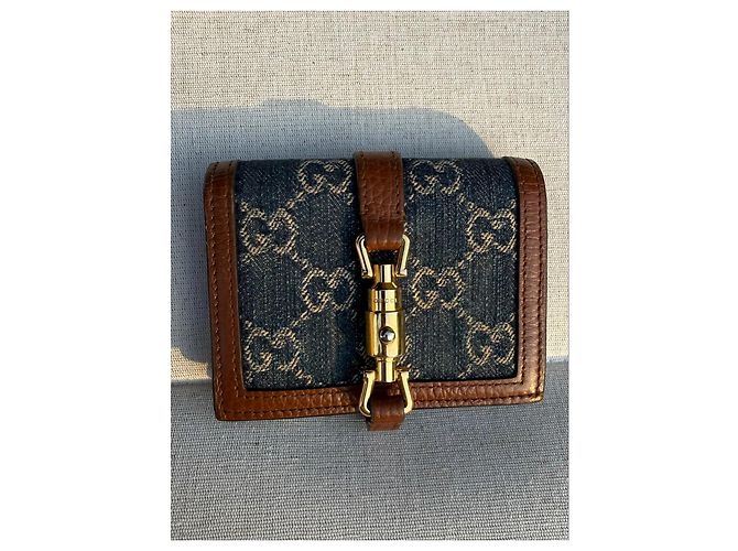 Portafoglio Gucci Jackie 1961 in denim GG e pelle - vista 4