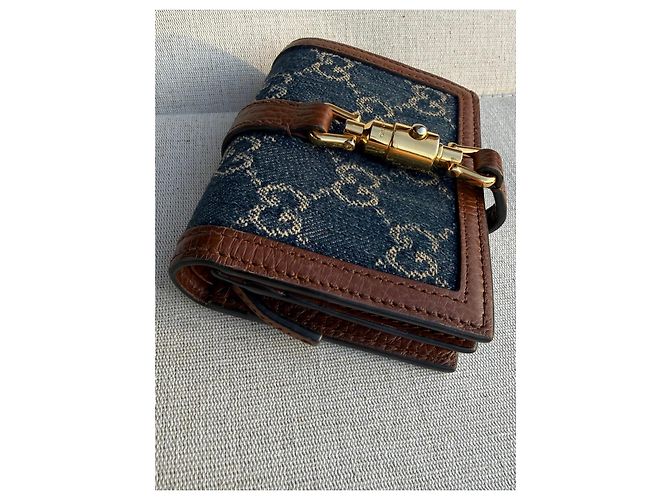 Portafoglio Gucci Jackie 1961 in denim GG e pelle - vista 8