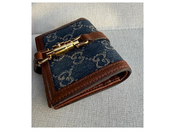 Portafoglio Gucci Jackie 1961 in denim GG e pelle - vista 9
