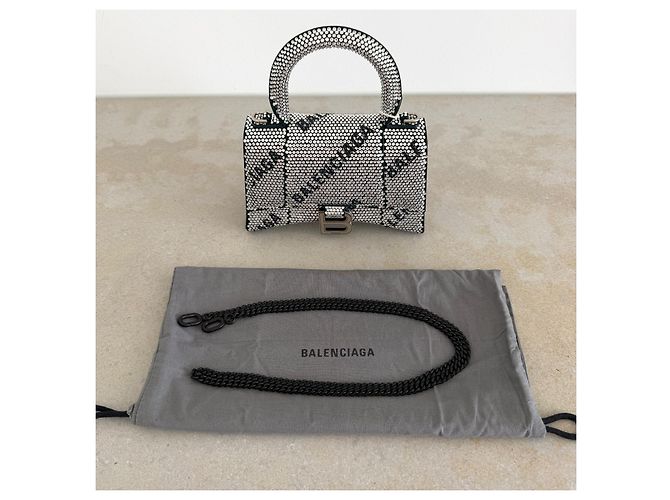 Borsa Balenciaga Hourglass XS Logo Rhinestone - vista 12