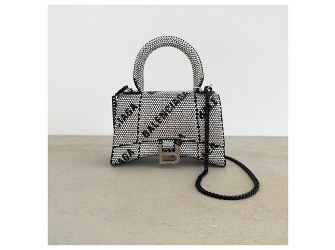 Borsa Balenciaga Hourglass XS Logo Rhinestone - vista 13