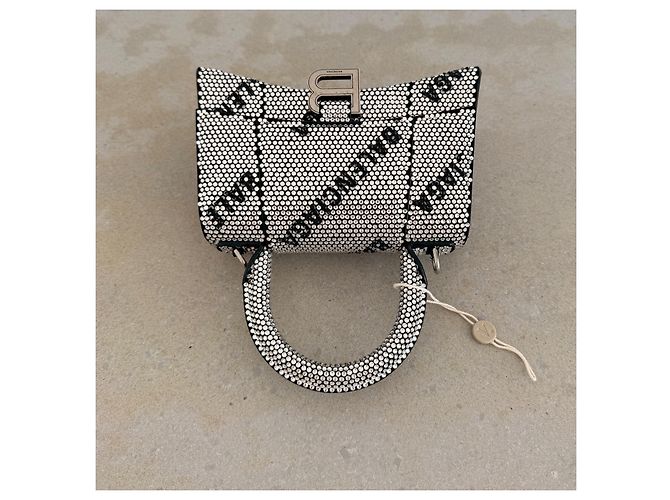 Borsa Balenciaga Hourglass XS Logo Rhinestone - vista 8