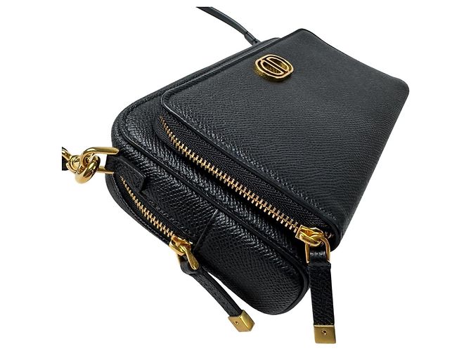 Borsa a tracolla Christian Dior Calo Double Pouch in pelle nera - vista 10