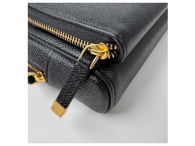 Borsa a tracolla Christian Dior Calo Double Pouch in pelle nera - vista 14