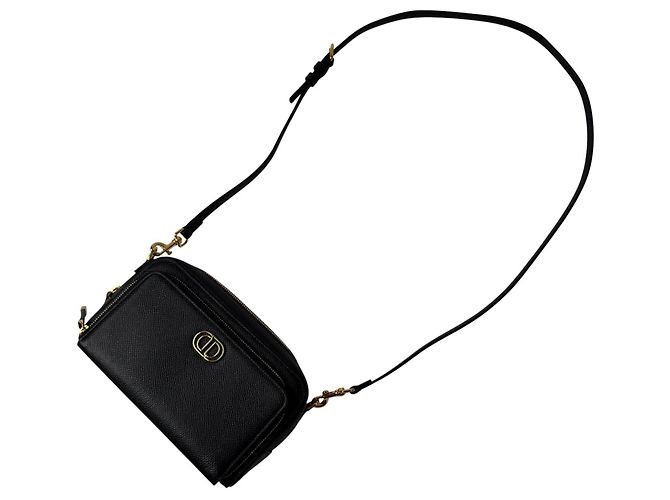 Borsa a tracolla Christian Dior Calo Double Pouch in pelle nera - vista 2