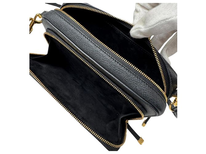Borsa a tracolla Christian Dior Calo Double Pouch in pelle nera - vista 7
