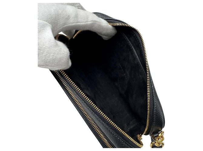 Borsa a tracolla Christian Dior Calo Double Pouch in pelle nera - vista 8