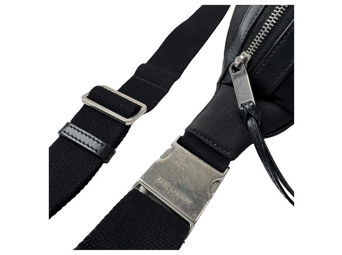 Autre Marque Borsa sling Saint Laurent in tela e pelle nera - vista 16