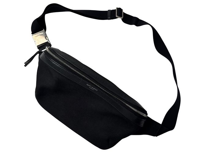 Autre Marque Borsa sling Saint Laurent in tela e pelle nera - vista 2