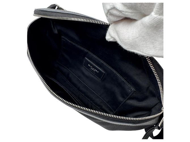 Autre Marque Borsa sling Saint Laurent in tela e pelle nera - vista 7