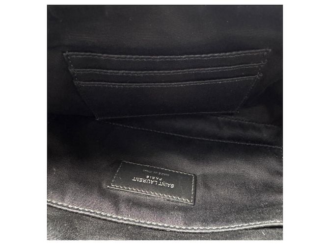 Autre Marque Borsa sling Saint Laurent in tela e pelle nera - vista 8