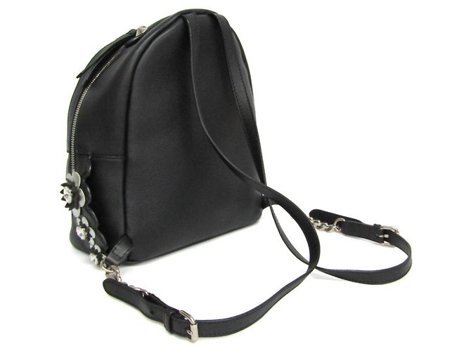 Fendi By The Way Flower Black Leather and Beads Backpack - view 2