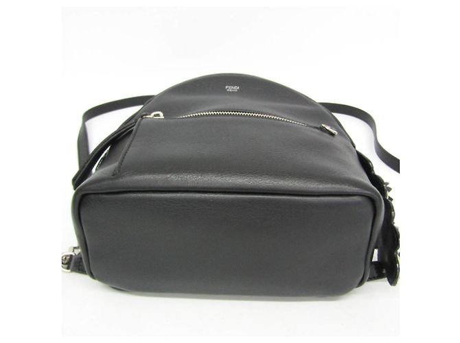 Fendi By The Way Flower Black Leather and Beads Backpack - view 5