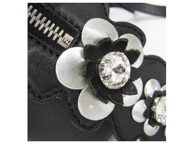Fendi By The Way Flower Black Leather and Beads Backpack - view 7