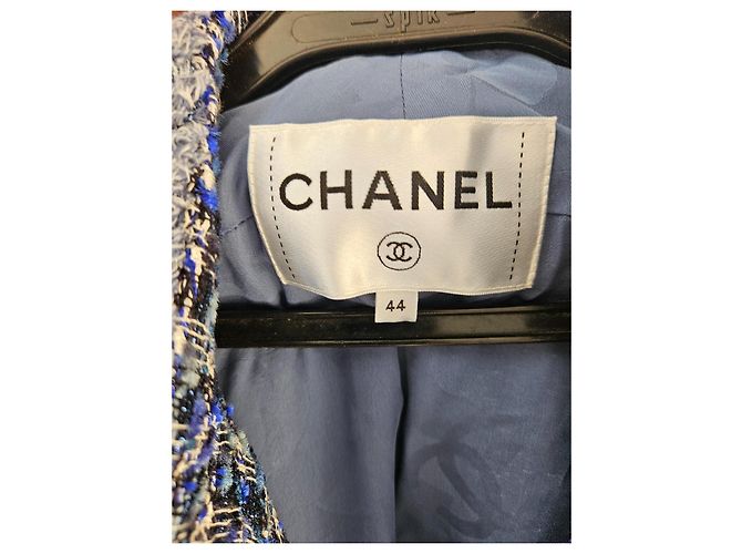 Chaqueta de tweed de lujo Chanel Blue Fantasy - vista 11