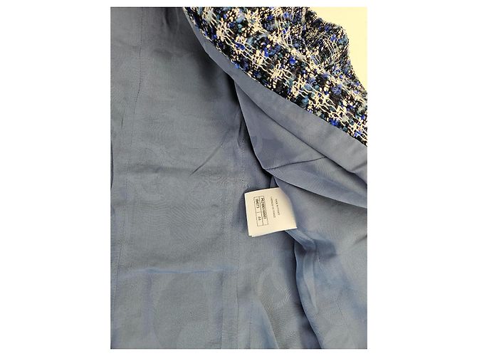 Chaqueta de tweed de lujo Chanel Blue Fantasy - vista 3