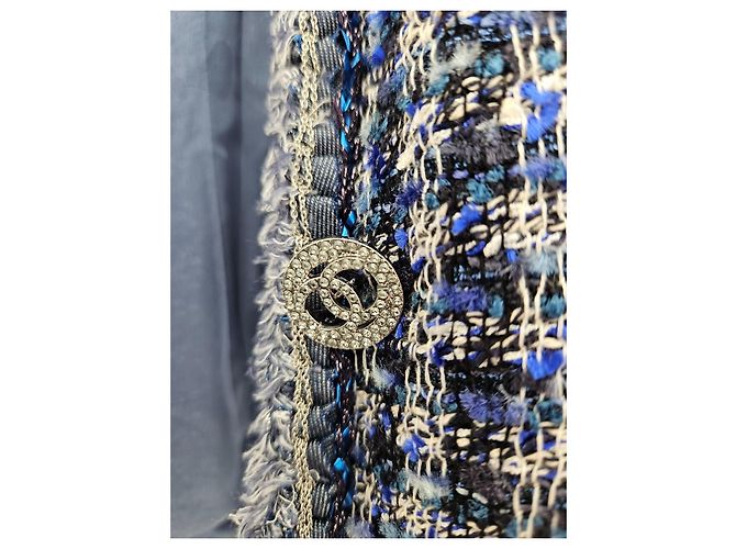Chaqueta de tweed de lujo Chanel Blue Fantasy - vista 5