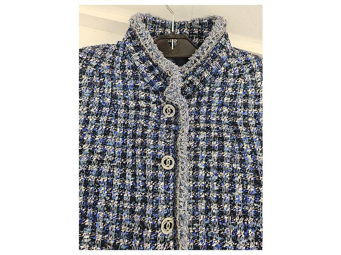 Chaqueta de tweed de lujo Chanel Blue Fantasy - vista 6