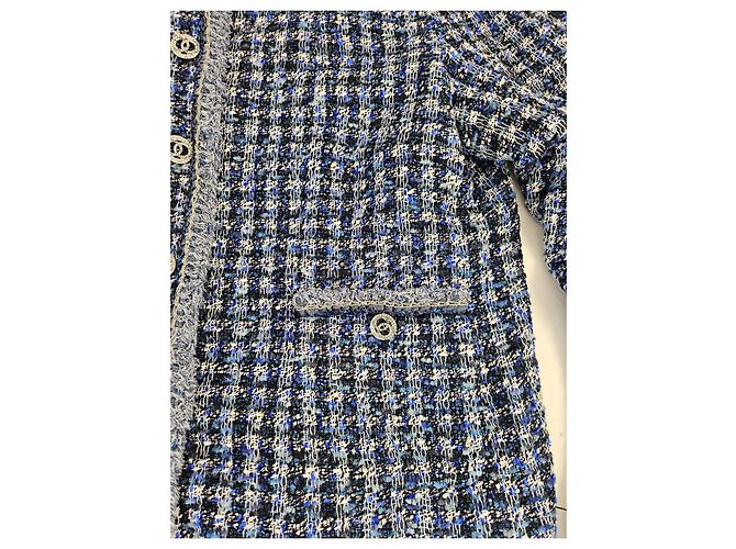 Chaqueta de tweed de lujo Chanel Blue Fantasy - vista 7