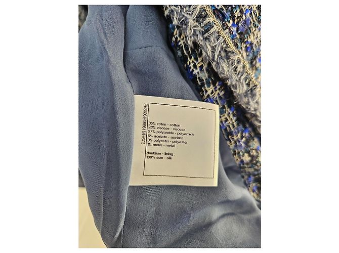 Chaqueta de tweed de lujo Chanel Blue Fantasy - vista 9
