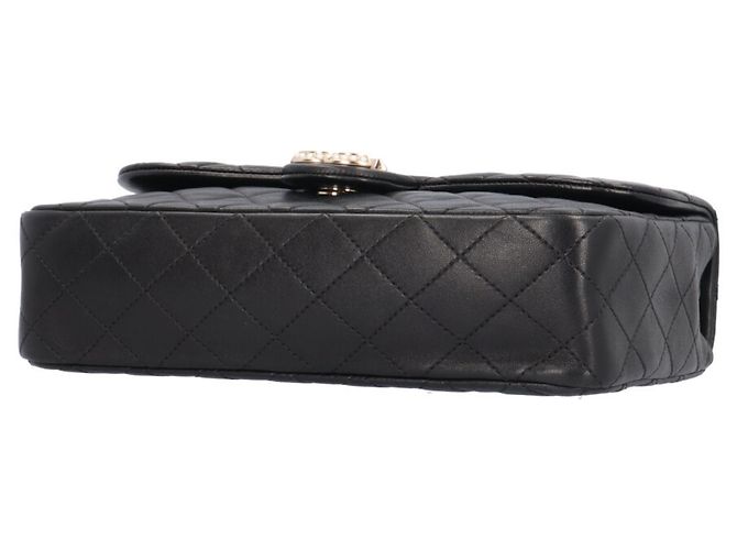 Borsa a tracolla Chanel Matelassé in pelle nera - vista 7