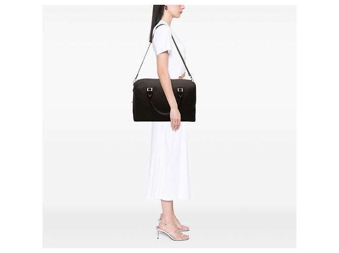 Borsa da viaggio Gucci in denim GG marrone - vista 6