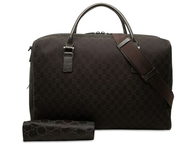 Borsa da viaggio Gucci in denim GG marrone - vista 7