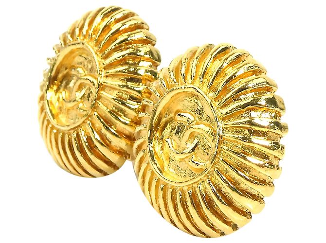 Orecchini a clip Chanel Gold CC placcati oro a raggiera - vista 7