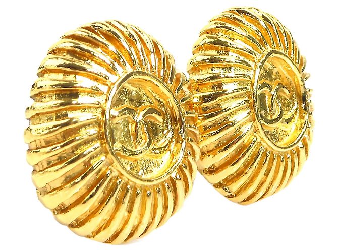 Orecchini a clip Chanel Gold CC placcati oro a raggiera - vista 8