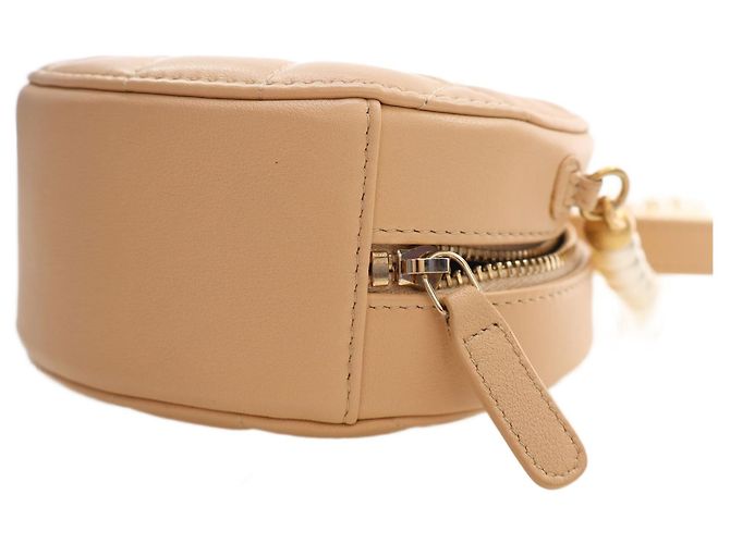 Chanel Beige Quilted Lambskin About Pearls Round Clutch with Chain - vista 13