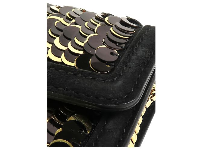 Salvatore Ferragamo Borsa a spalla Ferragamo Thalia in raso nero con paillettes e Gancini - vista 10