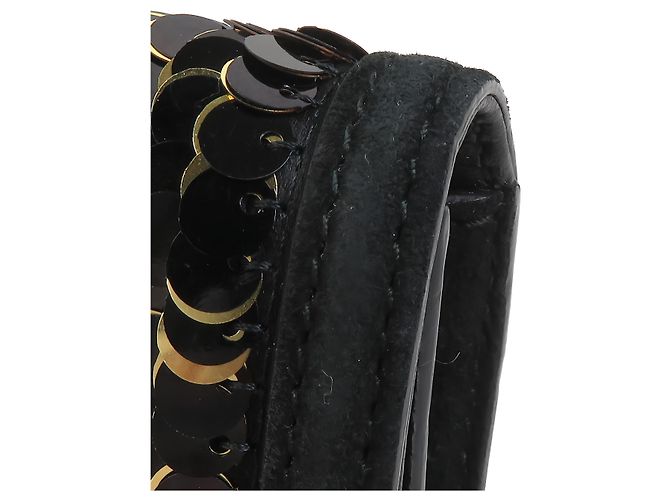 Salvatore Ferragamo Borsa a spalla Ferragamo Thalia in raso nero con paillettes e Gancini - vista 11