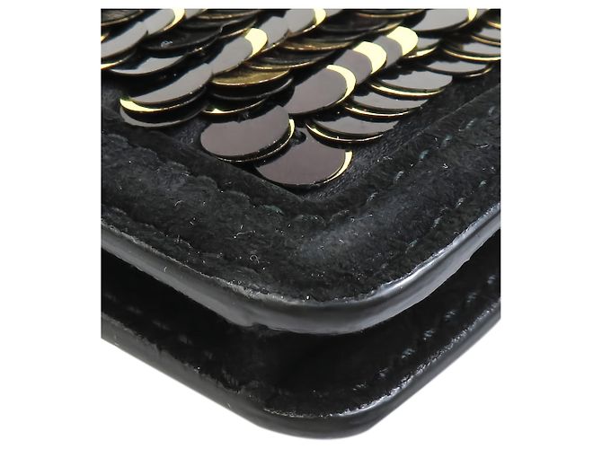 Salvatore Ferragamo Borsa a spalla Ferragamo Thalia in raso nero con paillettes e Gancini - vista 12