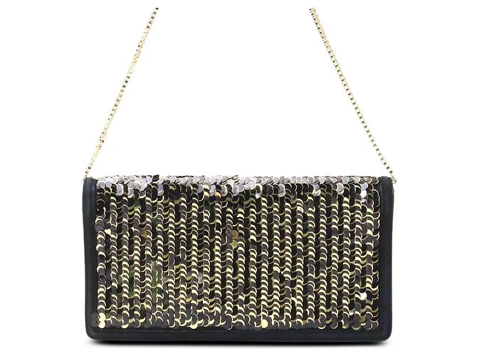Salvatore Ferragamo Borsa a spalla Ferragamo Thalia in raso nero con paillettes e Gancini - vista 2