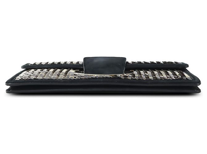 Salvatore Ferragamo Borsa a spalla Ferragamo Thalia in raso nero con paillettes e Gancini - vista 3