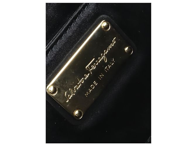 Salvatore Ferragamo Borsa a spalla Ferragamo Thalia in raso nero con paillettes e Gancini - vista 5