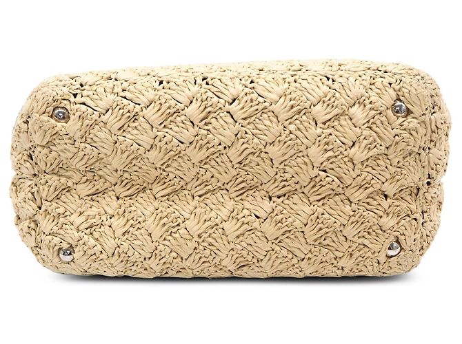 Bolsa Satchel Prada em ráfia bege - vista 2