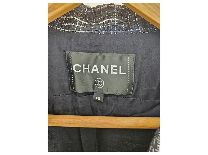 Chaqueta de tweed CHANEL negra con blanco - vista 3