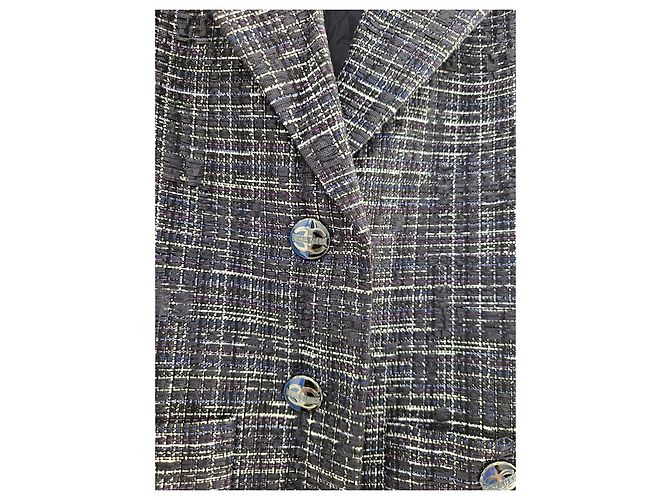 Chaqueta de tweed CHANEL negra con blanco - vista 4