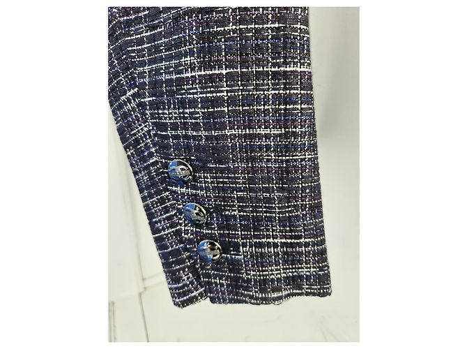 Chaqueta de tweed CHANEL negra con blanco - vista 6